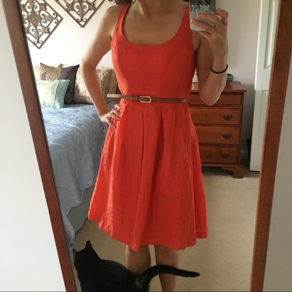 Nine West - orange fit and flare dress (size 4)